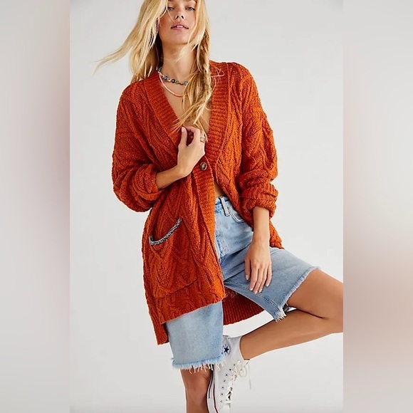 NEW Free People Montana Cable Cardigan - Picture 5 of 15